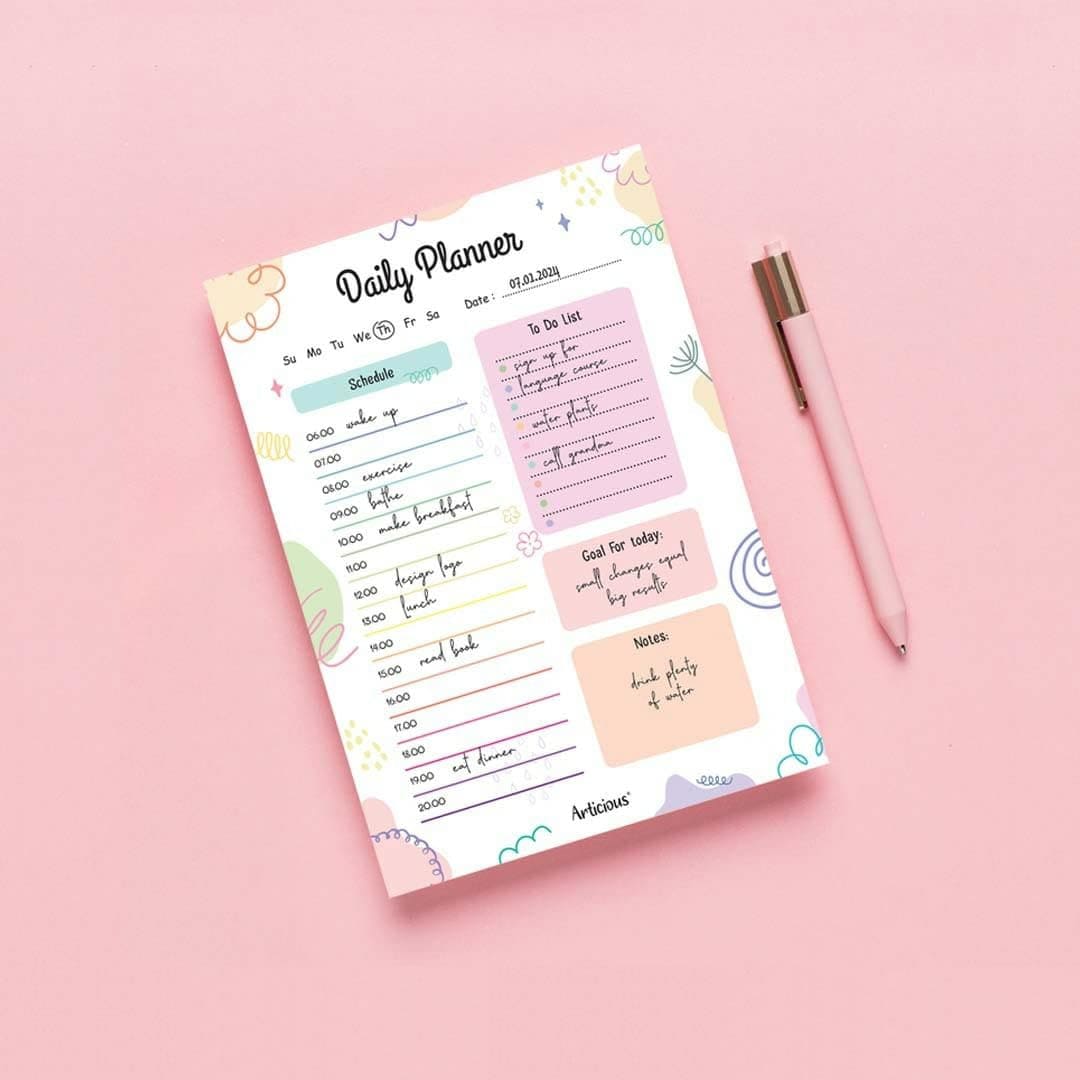 Aesthetic Daily Planner Pad | Cute & Minimal Daily To-Do List Notepad | Productivity Planner for Work, Study & Self-Care