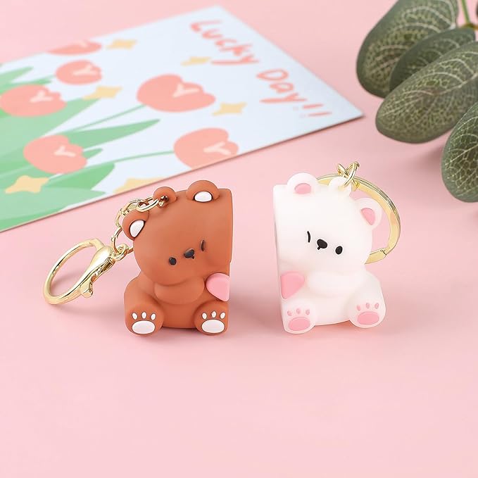 Cute Couple Dudu Bubu Teddy Bear Keychain – Adorable Matching Bear Keyring
