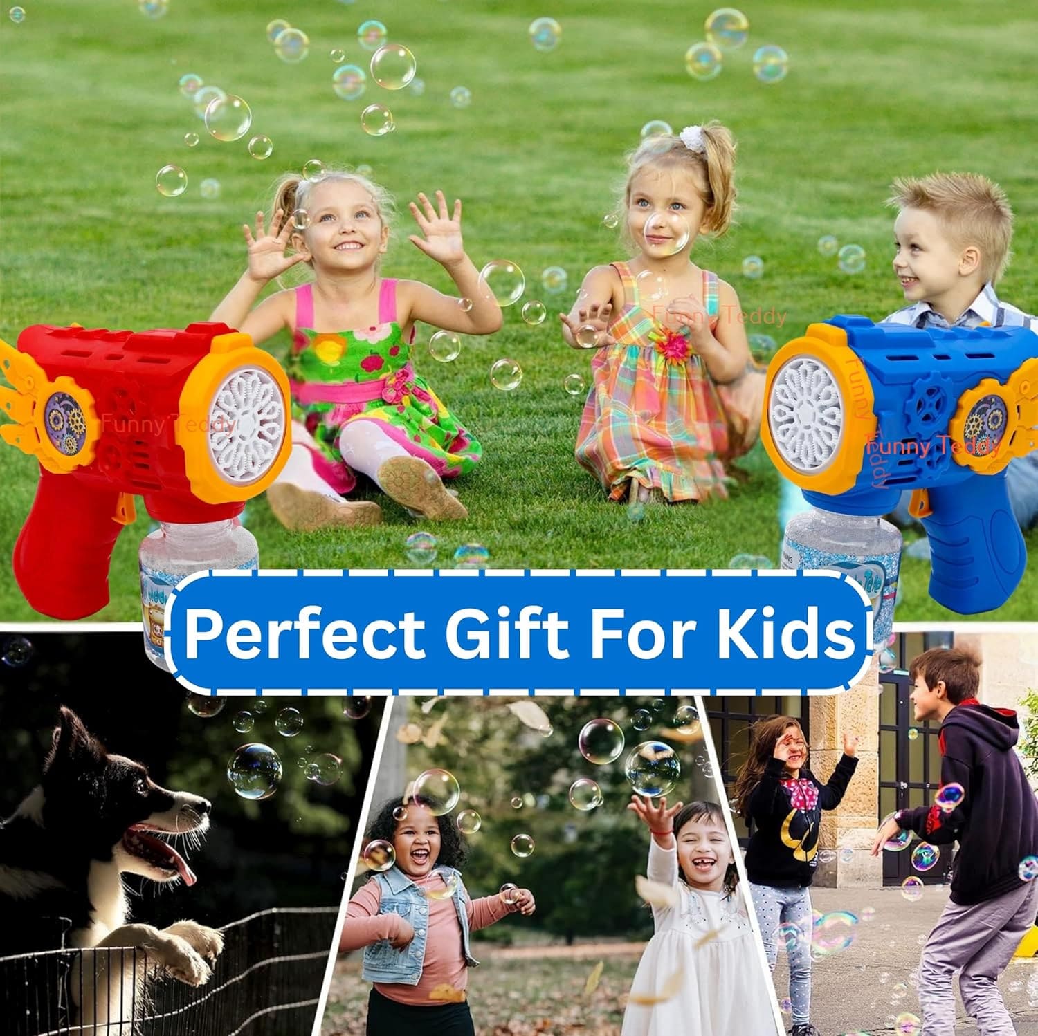 Automatic Bubble Gun Machine for Kids with Light & 100ml Bubble Solution