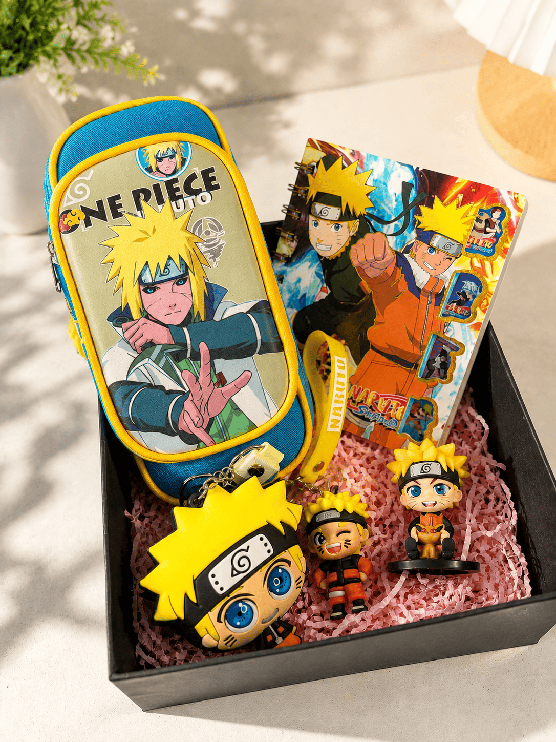 Naruto Gift Set | Anime Naruto Pencil Pouch, Notebook & Keychain Combo | Naruto Fan Gift Set