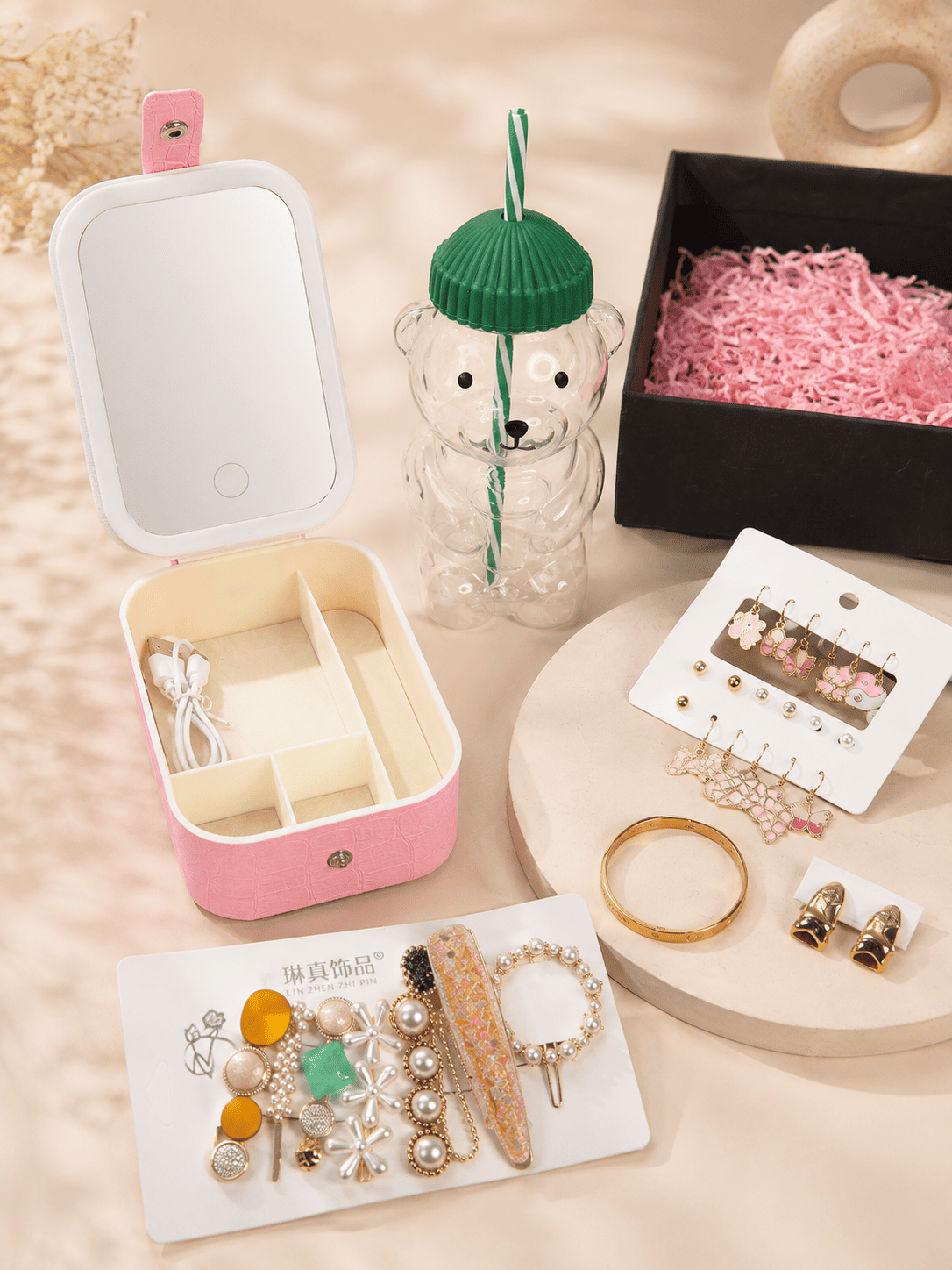 Aesthetic Rakhi Gift Box for Sister – Cute Accessories & Bear Sipper Set