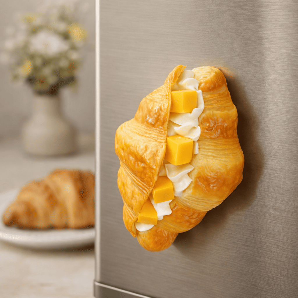 🥐 Croissant Fridge Magnet – Handmade Bakery Style Décor (1 Pc)