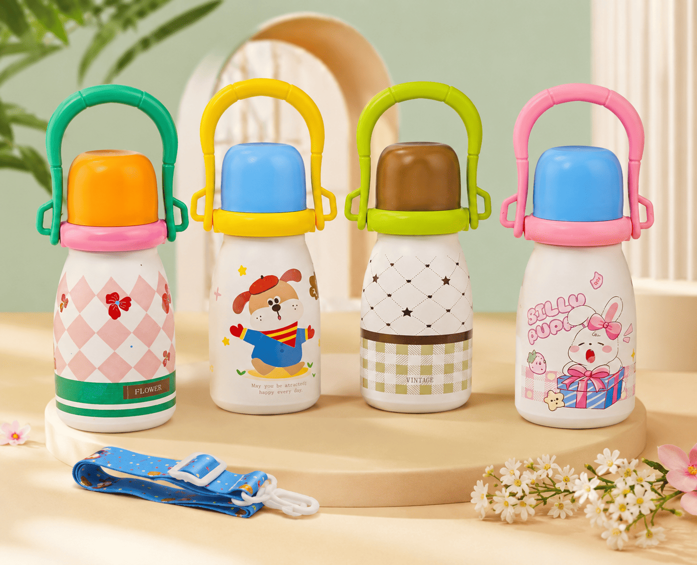 Cute Stainless Steel Kids Thermos Bottle with Handle | Insulated Water & Milk Flask for School & Travel