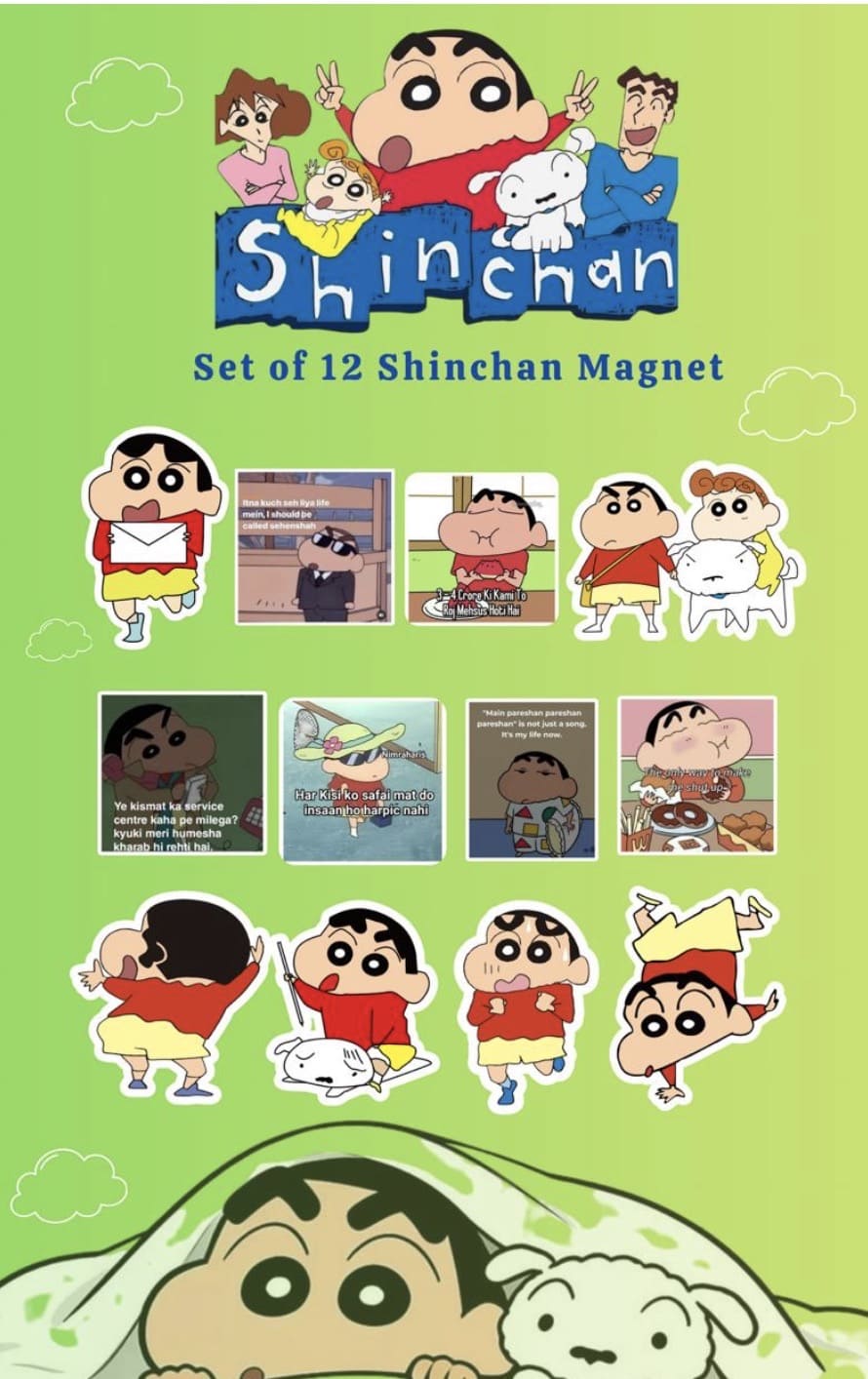 Shinchan Magnets | Funny Anime Fridge Magnets | Cute Refrigerator Decor & Gift for Shinchan Fans
