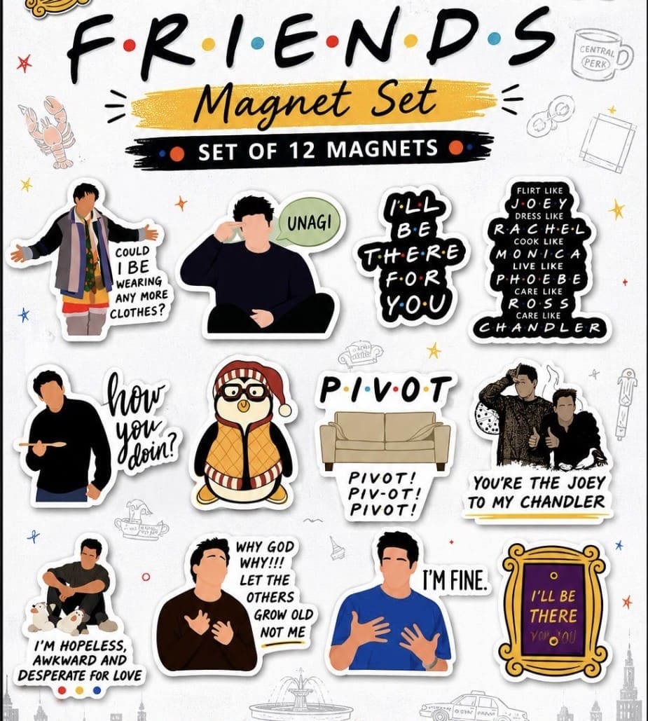 Friends Fridge Magnets | TV Show Inspired Refrigerator Magnets | Cute Collectible Magnets for Home, Office & Gifts