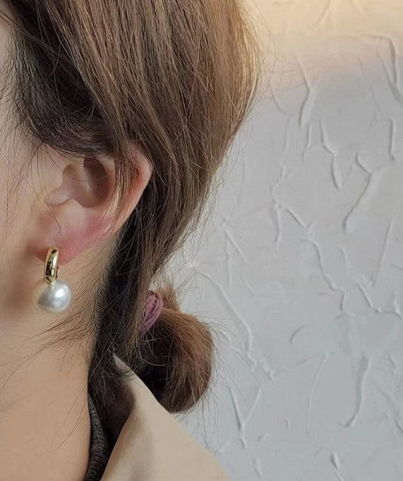 Korean Big Pearl Drop Earrings
