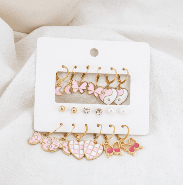 Aesthetic Pink Earring Set