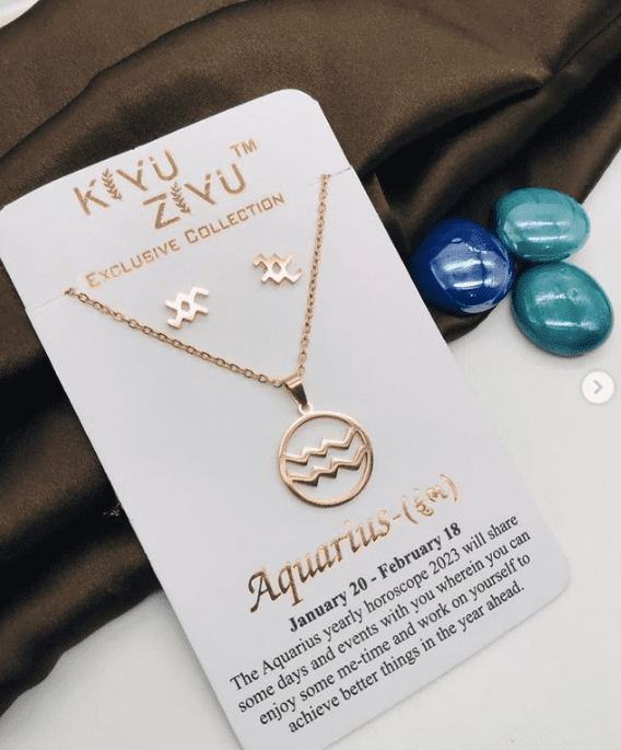 Stainless Steel Zodiac Necklace with Earrings