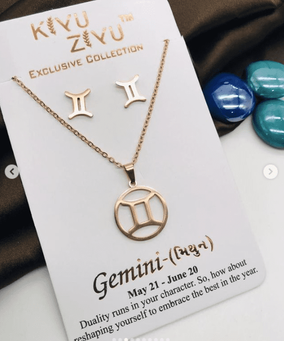 Stainless Steel Zodiac Necklace with Earrings