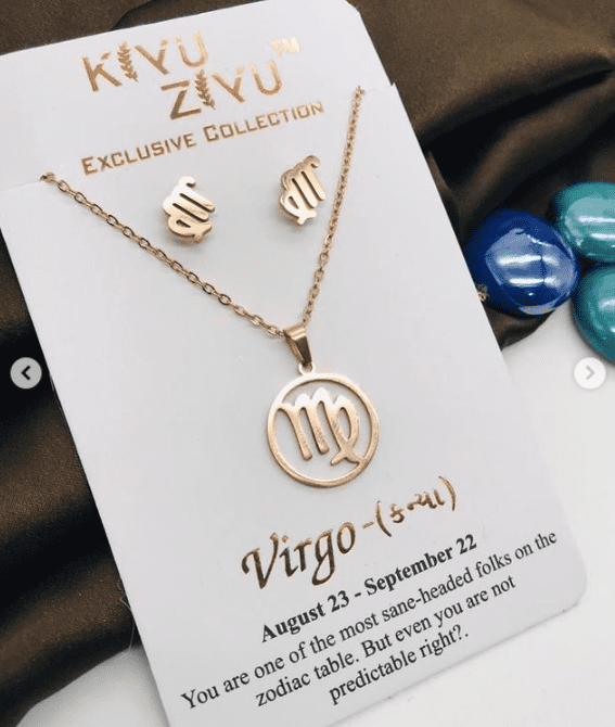 Stainless Steel Zodiac Necklace with Earrings