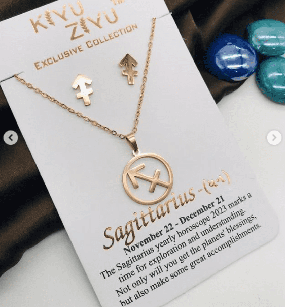 Stainless Steel Zodiac Necklace with Earrings