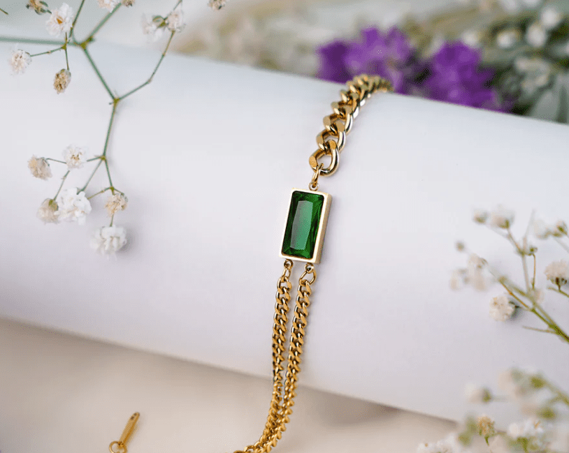Emerald Stainless Steel Bracelet