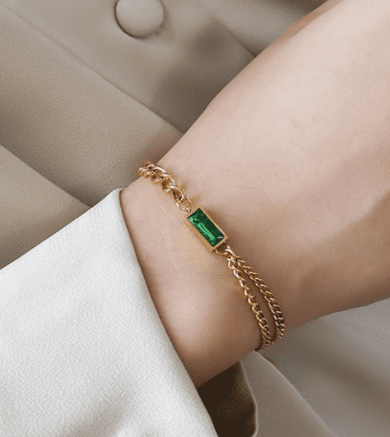 Emerald Stainless Steel Bracelet