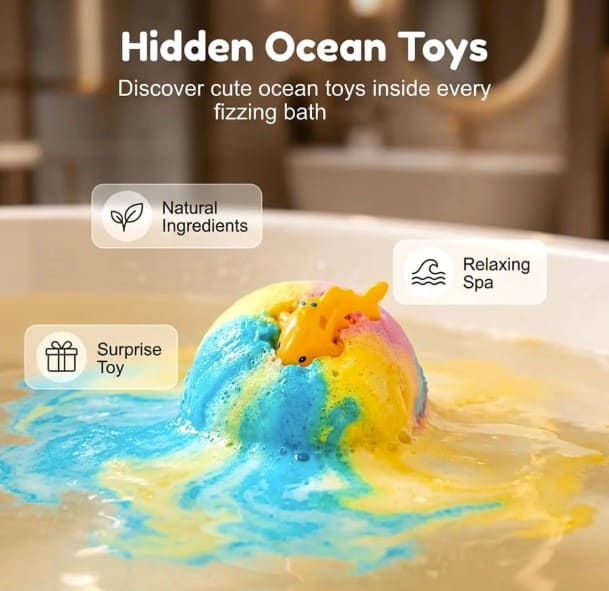 Bath Bombs for Kids with Surprise Toys Inside - Handmade Natural Safe Ingredients for Sensitive Skin