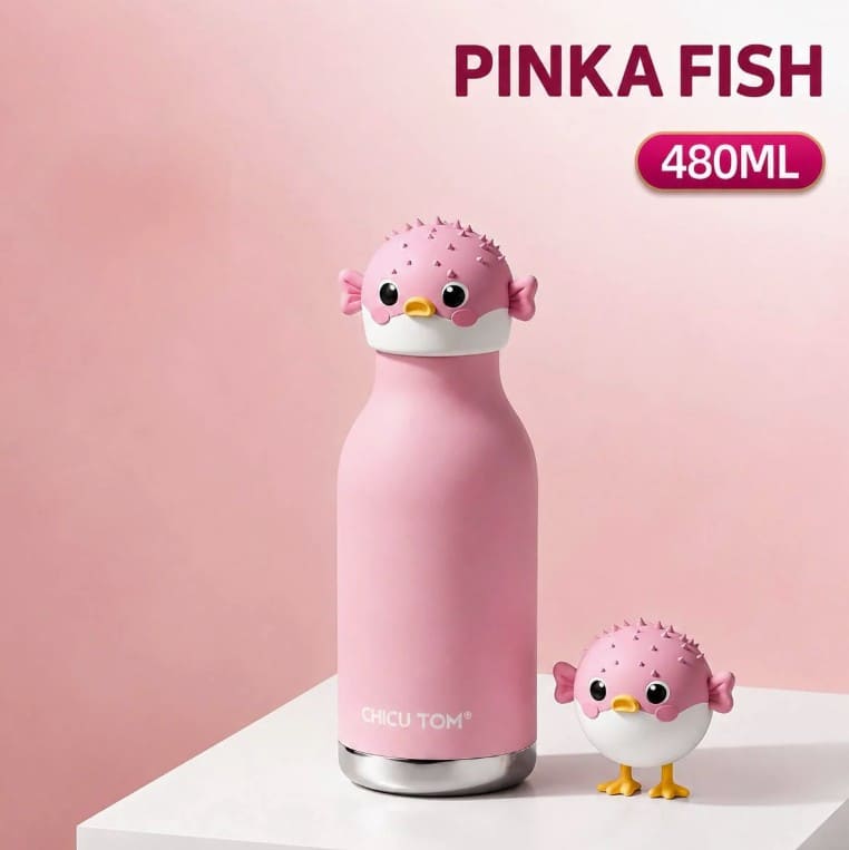 Cute Animal Stainless Steel Water Bottle – Insulated Kids Bottle