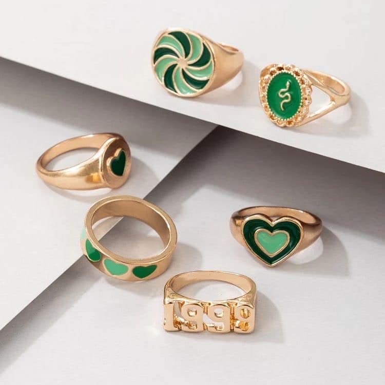 Aesthetic Ring Set -Green