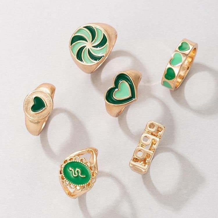Aesthetic Ring Set -Green