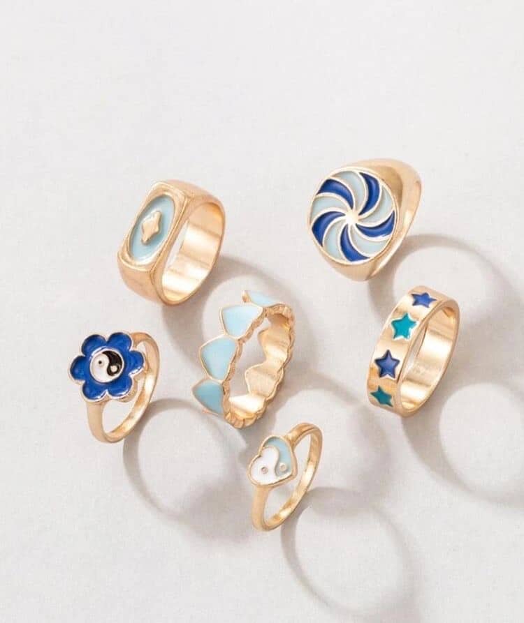 Aesthetic Ring Set-Blue