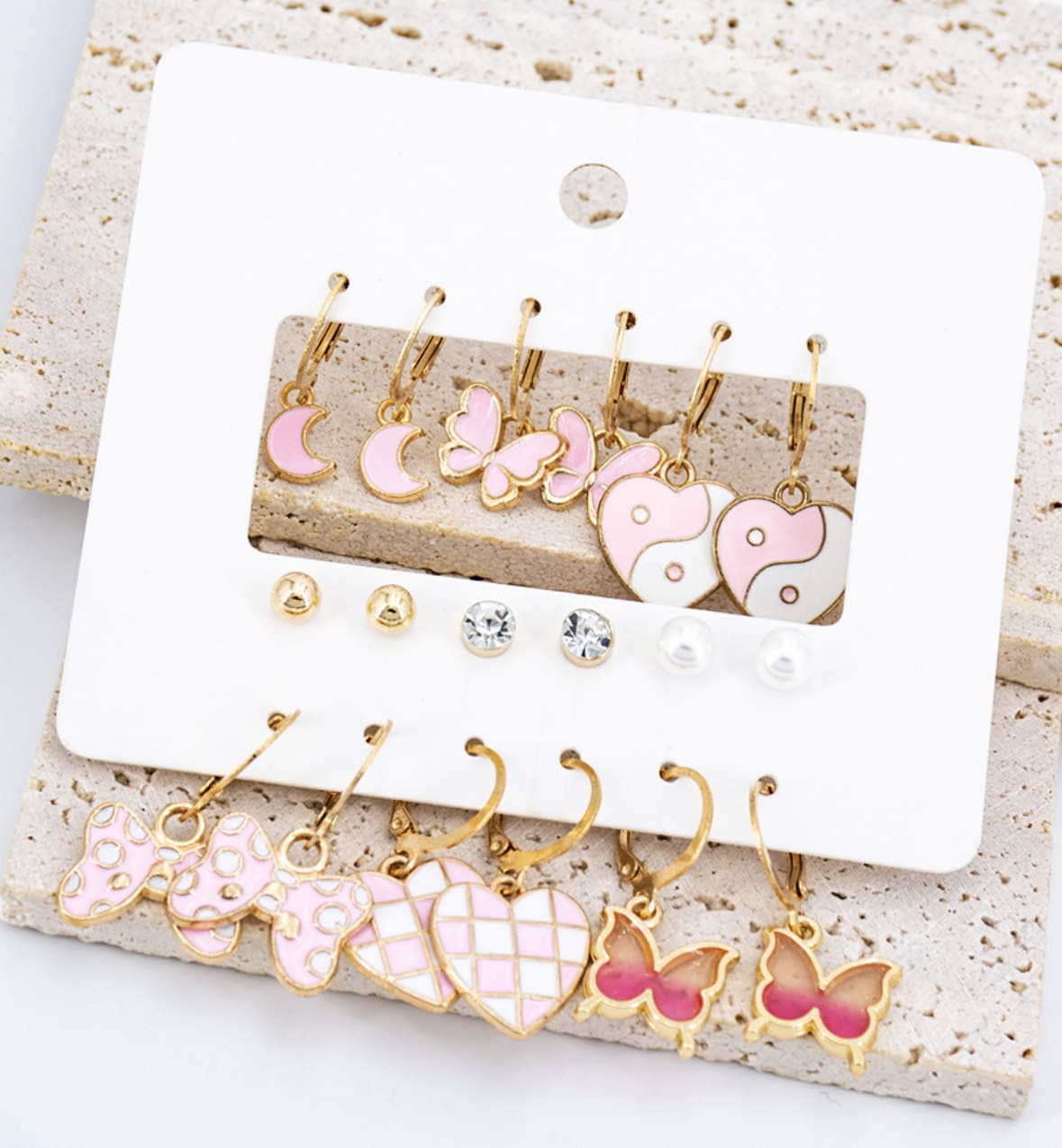 Aesthetic Pink Earring Set