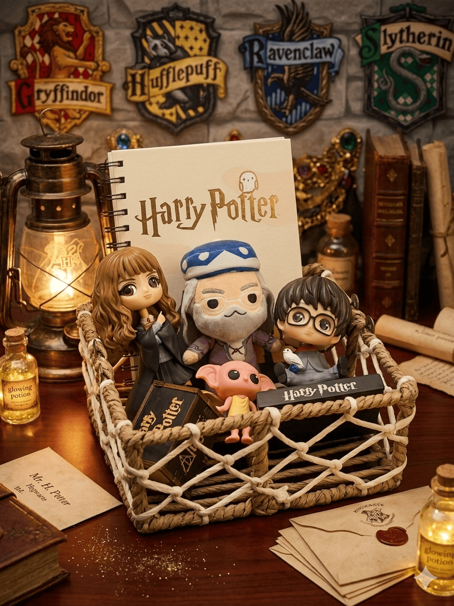 Magical Harry Potter Gift Set | Deluxe Hogwarts Stationery & Figure Basket