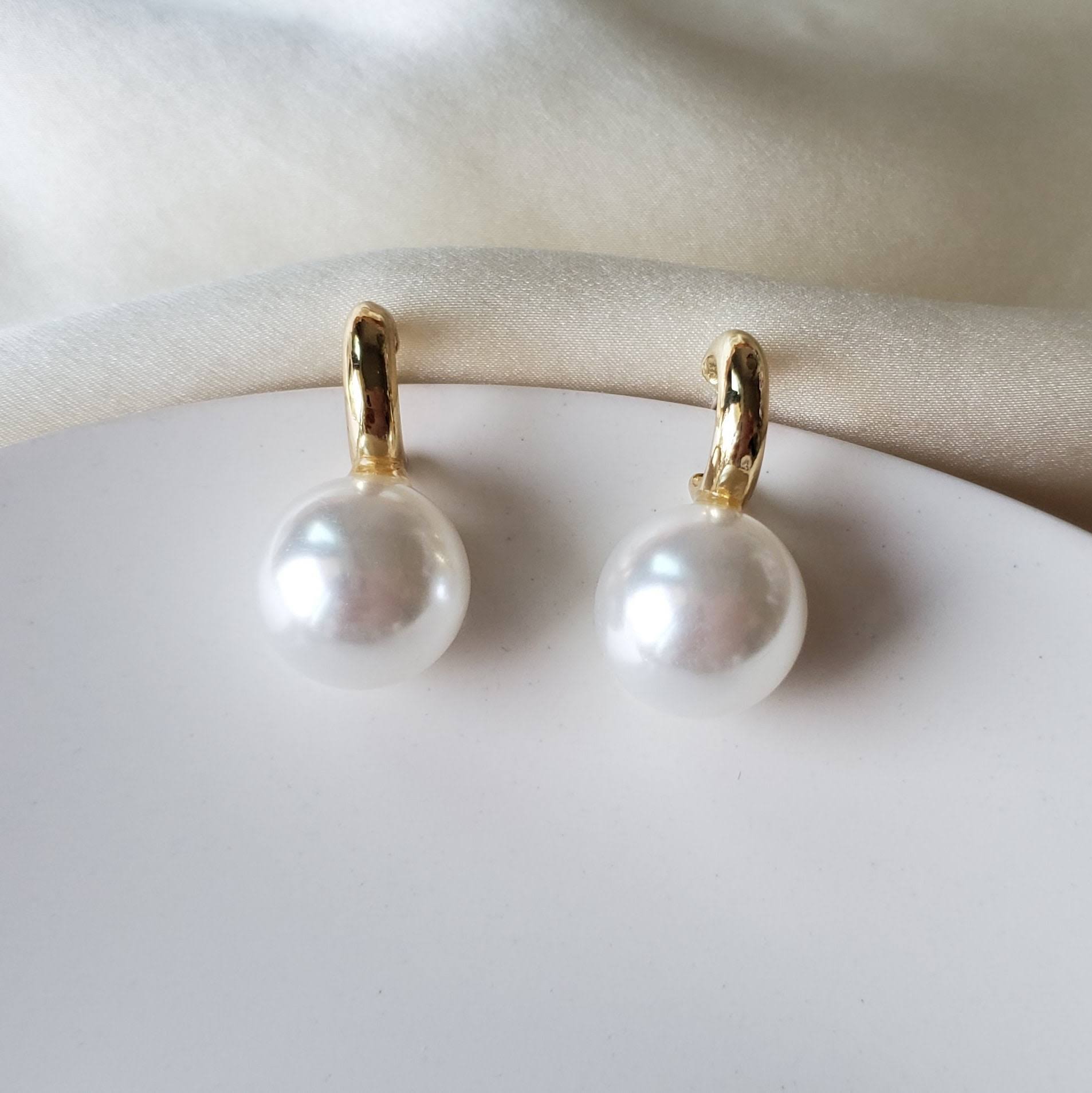 Korean Big Pearl Drop Earrings