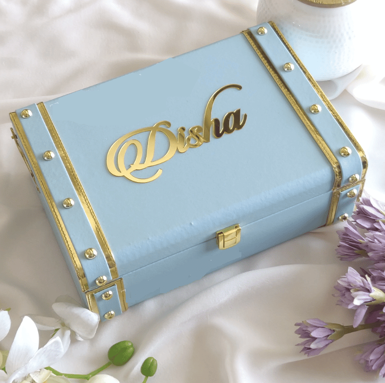Patel Blue Leather Trunk