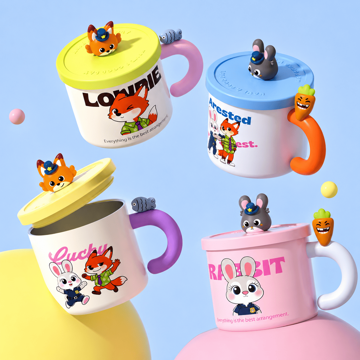 Zootopia Inspired 500ml Stainless Steel Insulated Mug with Lid | Cute Cartoon Coffee Cup for Hot & Cold Drinks