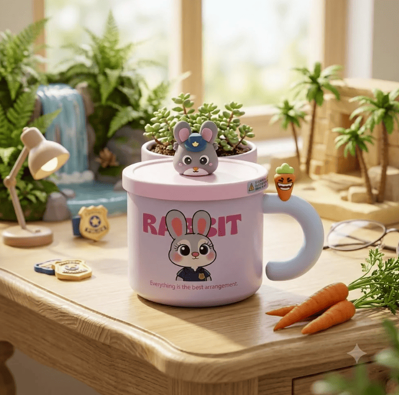 Zootopia Inspired 500ml Stainless Steel Insulated Mug with Lid | Cute Cartoon Coffee Cup for Hot & Cold Drinks