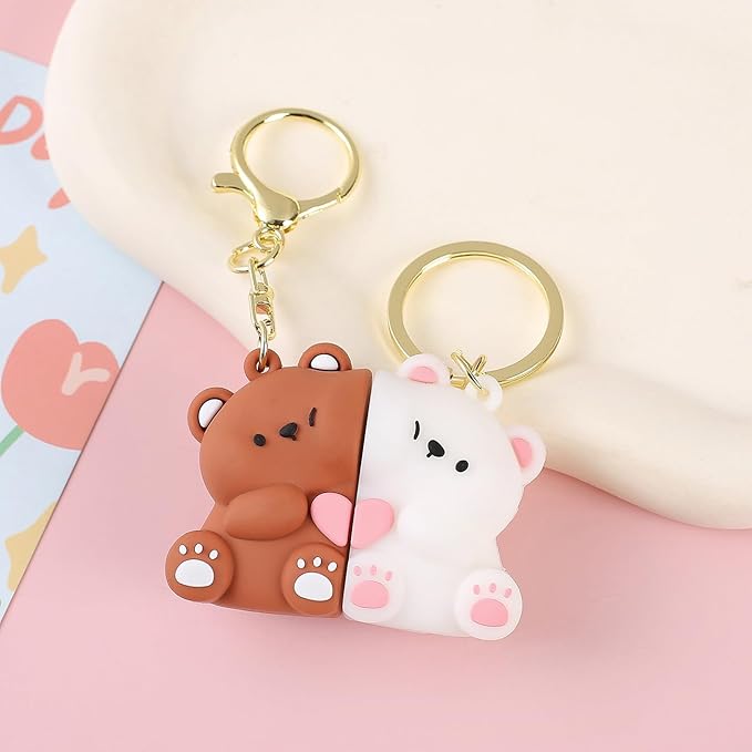 Cute Couple Dudu Bubu Teddy Bear Keychain – Adorable Matching Bear Keyring