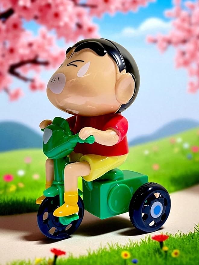 Shinchan Riding Tricycle Toy – Cute Cartoon Action Figure for Kids | Durable & Colourful Collectible Toy