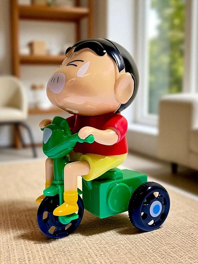 Shinchan Riding Tricycle Toy – Cute Cartoon Action Figure for Kids | Durable & Colourful Collectible Toy