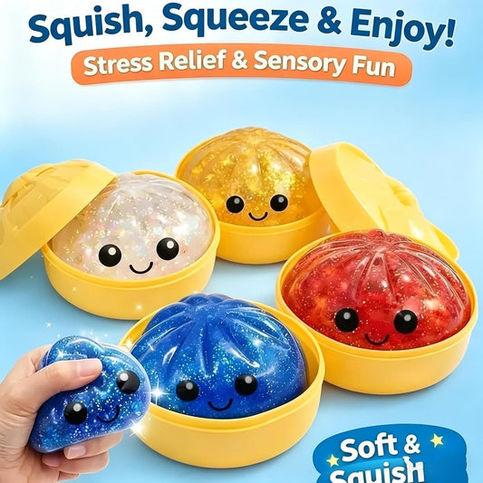 Mystery Dumpling Glittery Squishy Stress Relief Toy for Kids & Adult (Random)