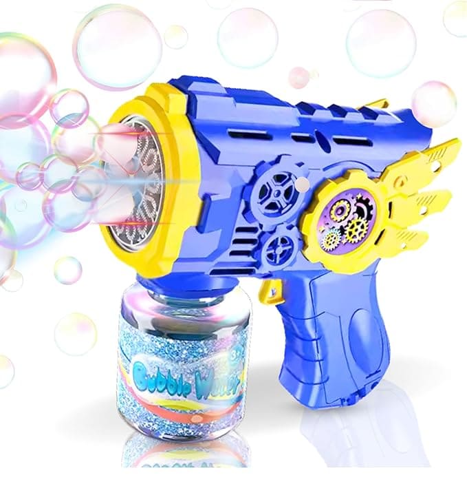 Automatic Bubble Gun Machine for Kids with Light & 100ml Bubble Solution
