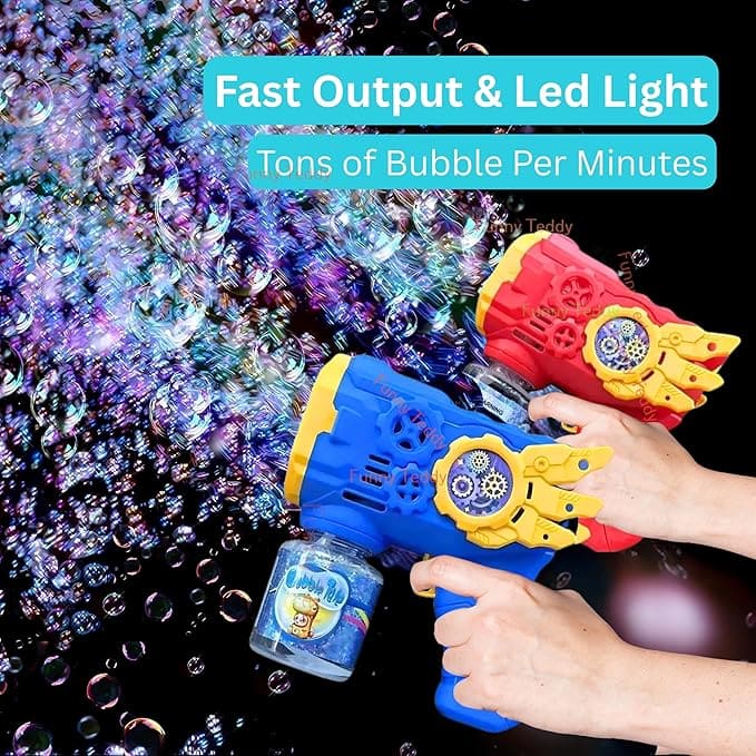 Automatic Bubble Gun Machine for Kids with Light & 100ml Bubble Solution