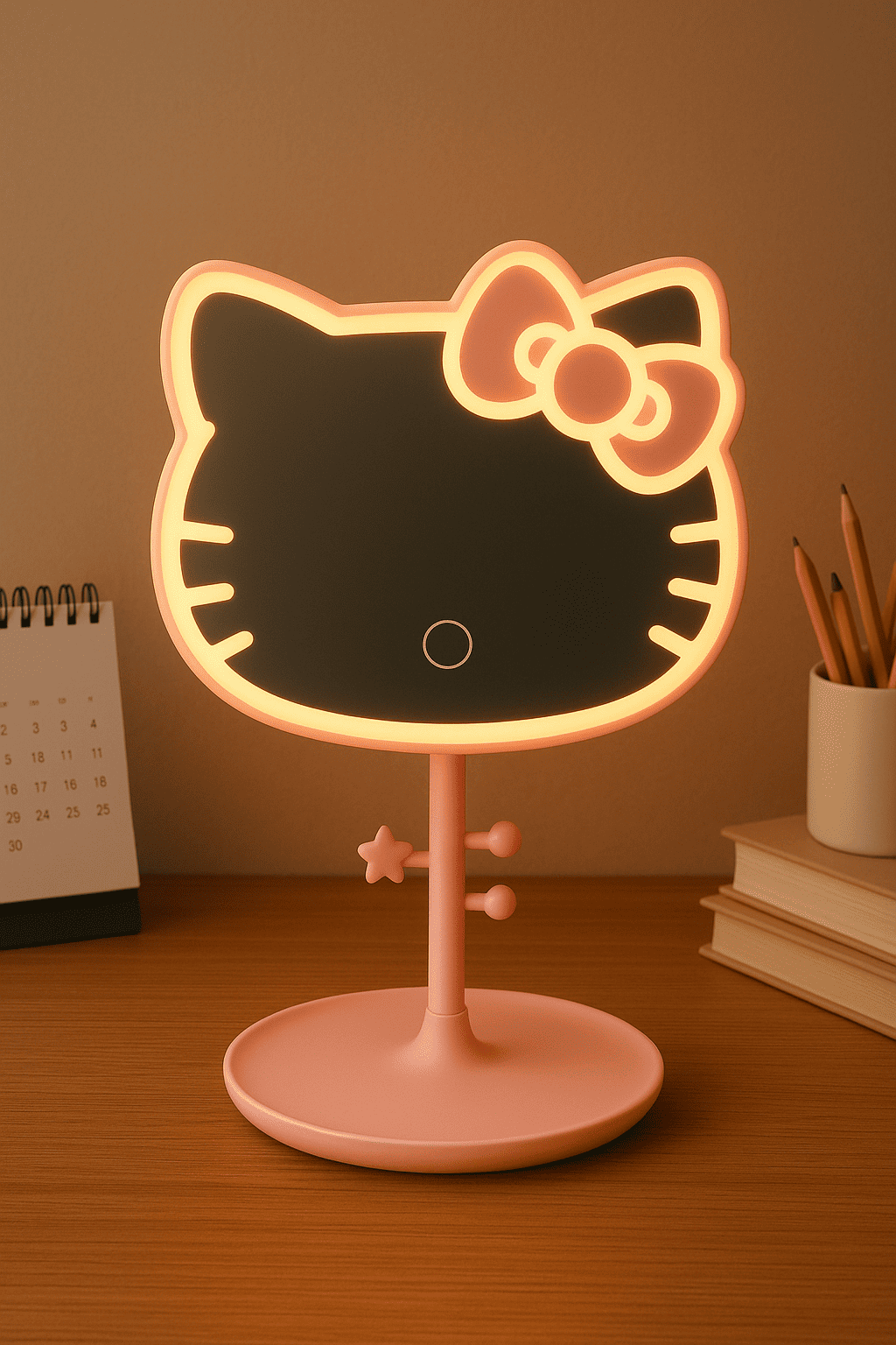 Hello Kitty LED Makeup Vanity Mirror – Cute Pink Desk Mirror