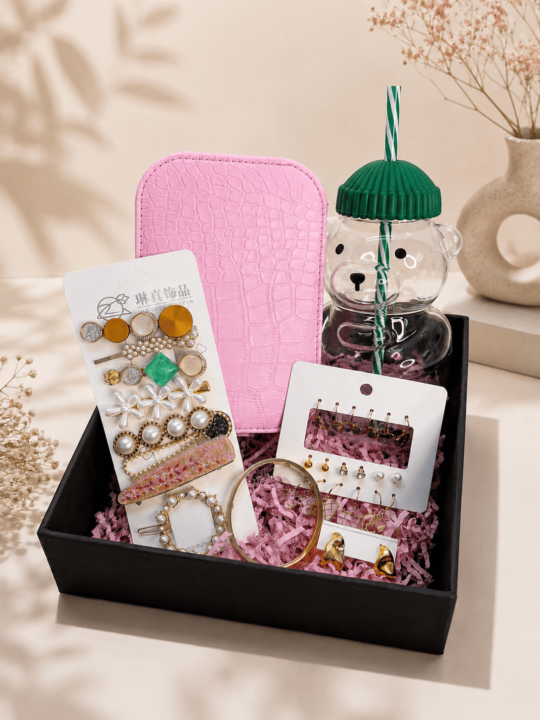 Aesthetic Rakhi Gift Box for Sister – Cute Accessories & Bear Sipper Set