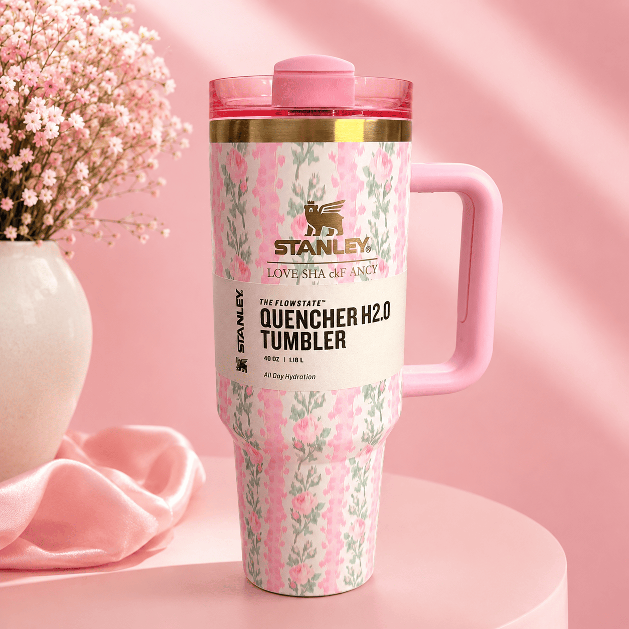 Floral Stanley 40 Oz-Pink