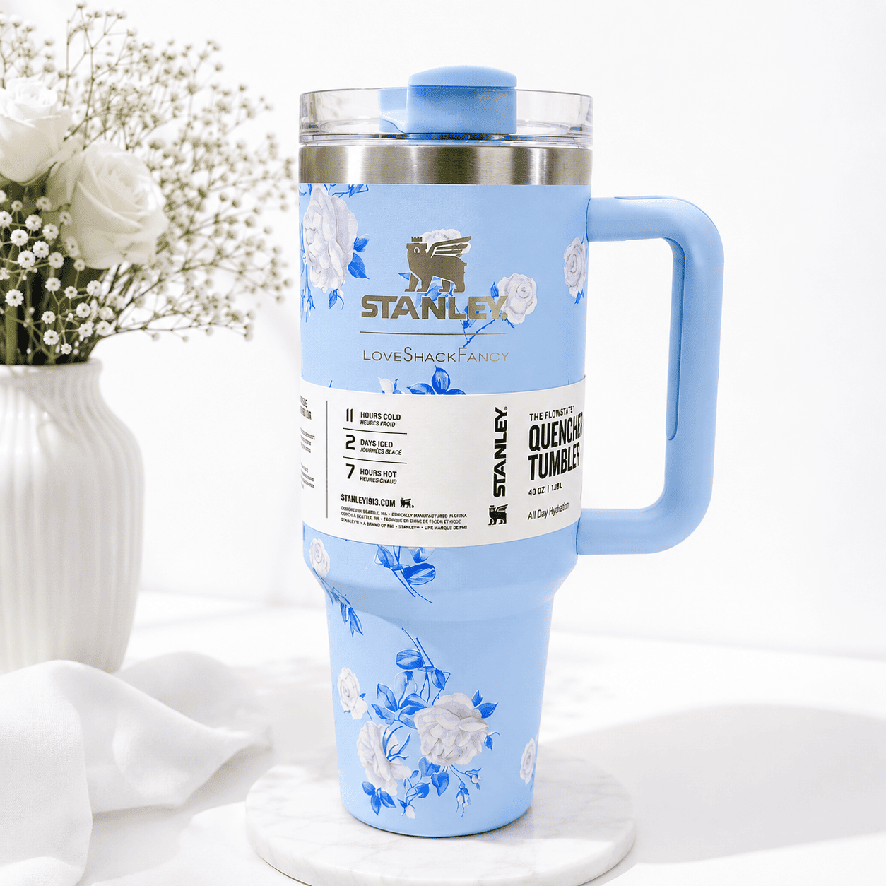Floral Stanley 40 Oz-Blue