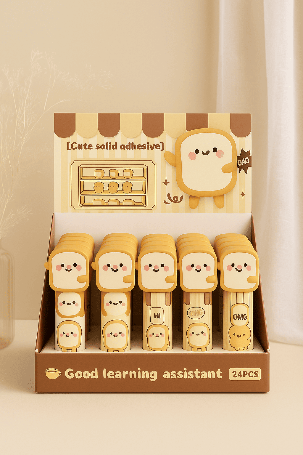 Cute Bread Buddy Solid Glue Stick | Premium Strong Adhesive for Kids, School & Craft Work