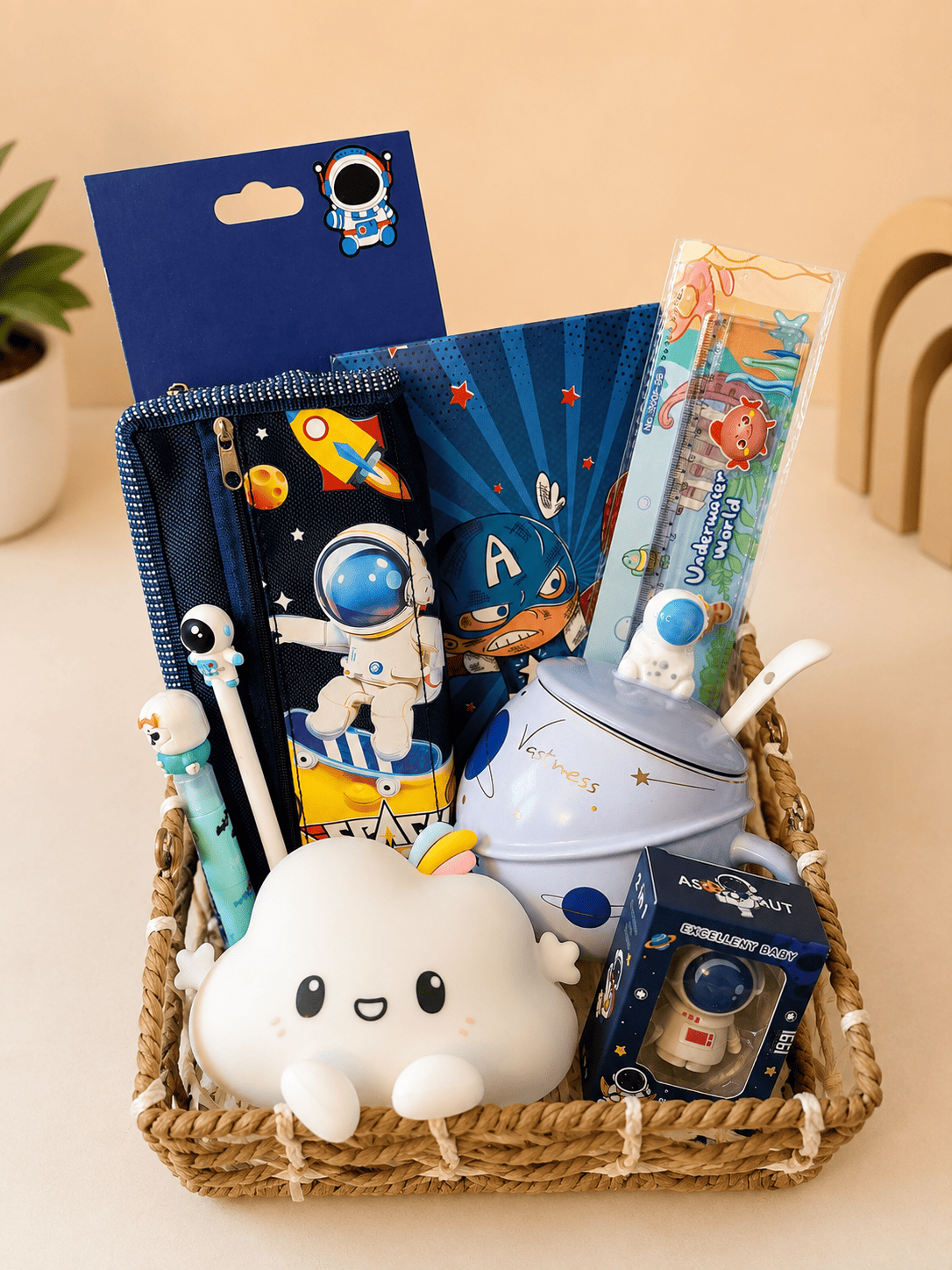 Space Stationery Rakhi Gift Hamper for Brother | Cute Astronaut Gift Box