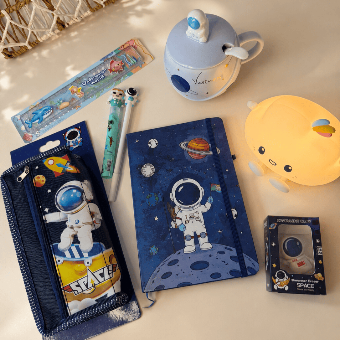 Space Stationery Rakhi Gift Hamper for Brother | Cute Astronaut Gift Box