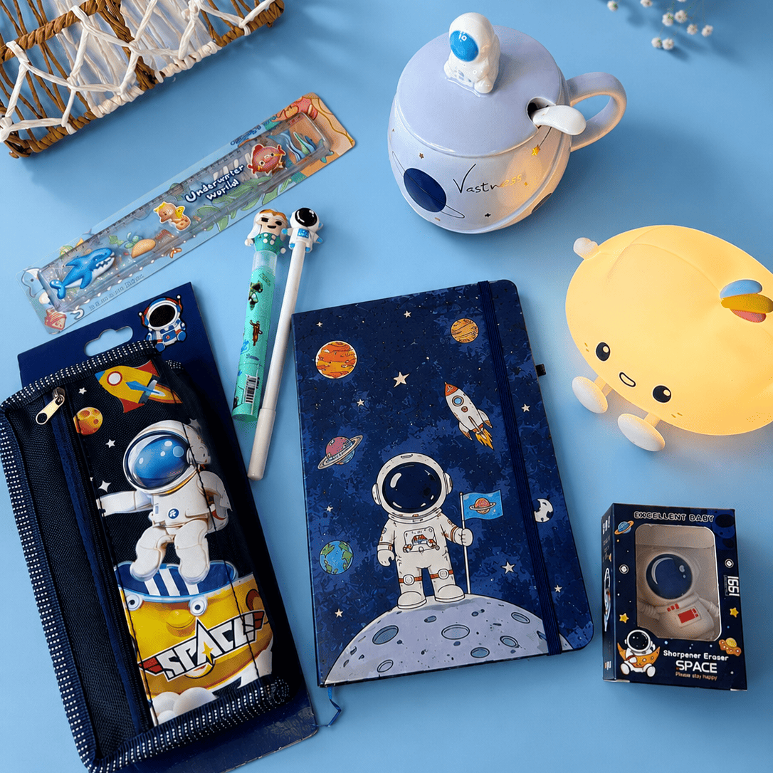 Space Stationery Rakhi Gift Hamper for Brother | Cute Astronaut Gift Box