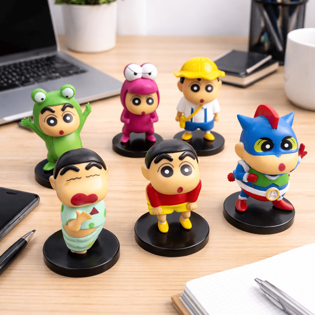 Shinchan Collectible Figurines Set – Cute Anime Desk Décor & Gift 🎁