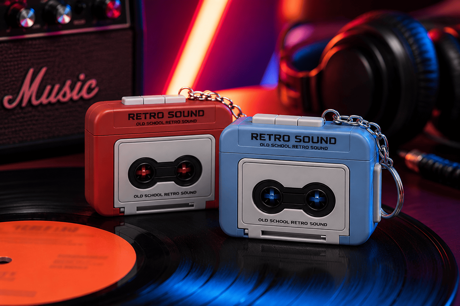 Retro Sound Recorder Keychain – Vintage Music Recorder Style Mini Keyring