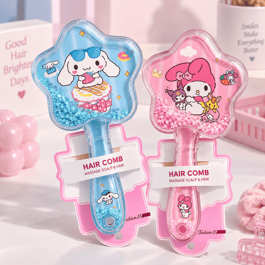 Kuromi Glitter Star Hair Comb & Scalp Massager | Cute Cartoon Detangling Hair Brush for Girls & Kids
