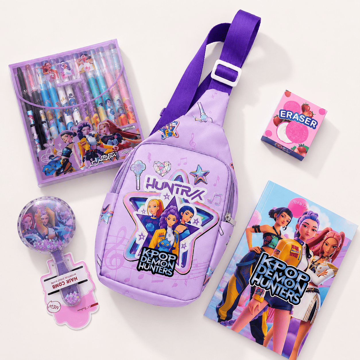 KPOP Demon Hunters Hamper for Girls | HUNTRX Stationery & Accessories Gift Set | K-Pop Gift Hamper for Kids & Fans