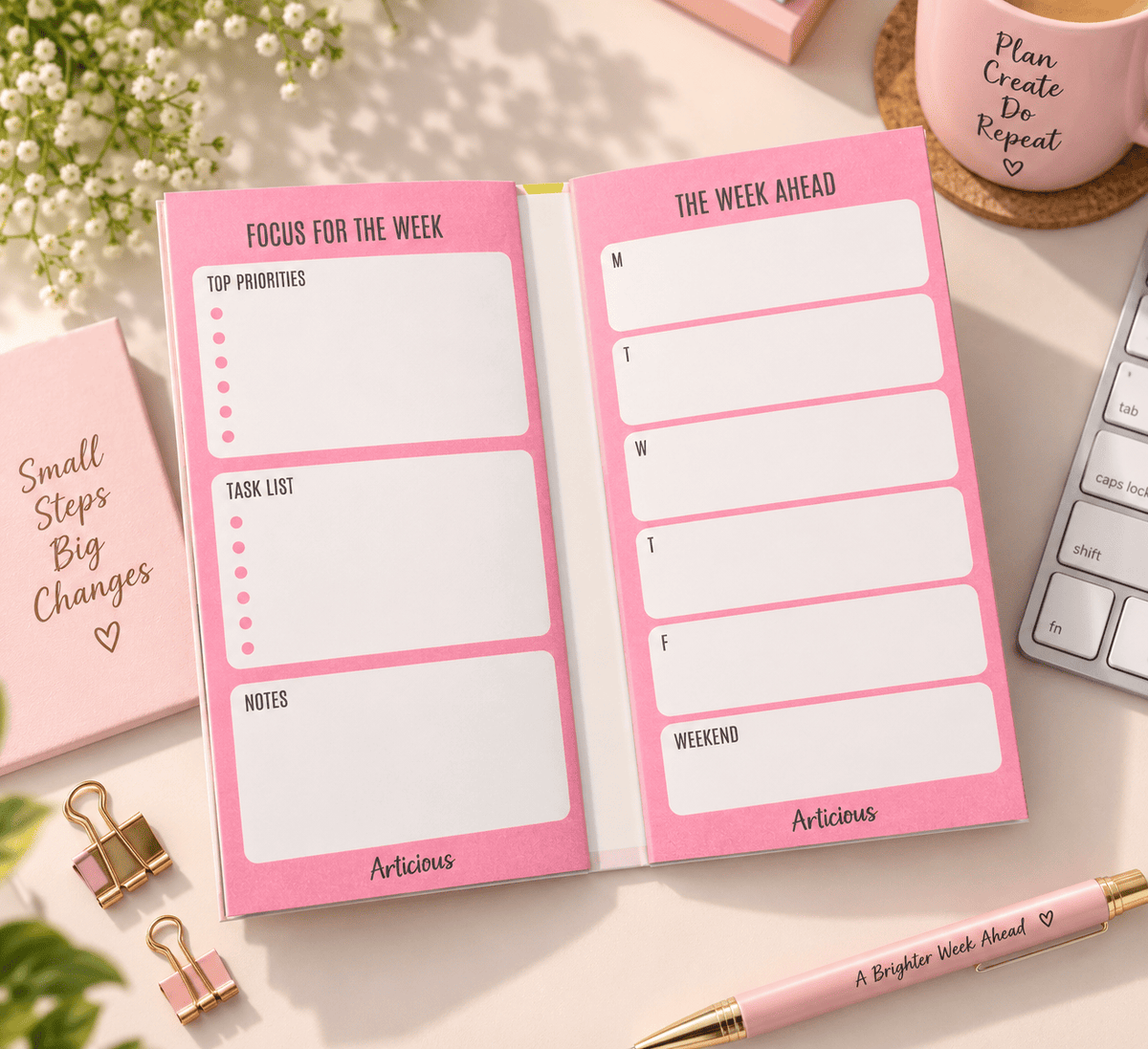 Weekly Planner Notebook – Undated Weekly Organizer for To-Do Lists, Priorities & Notes