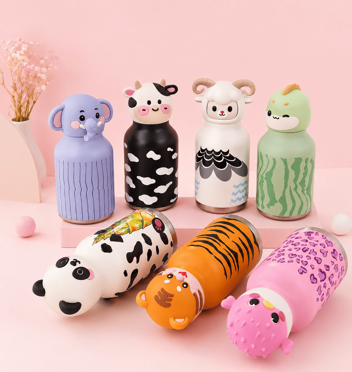 Cute Animal Stainless Steel Water Bottle – Insulated Kids Bottle