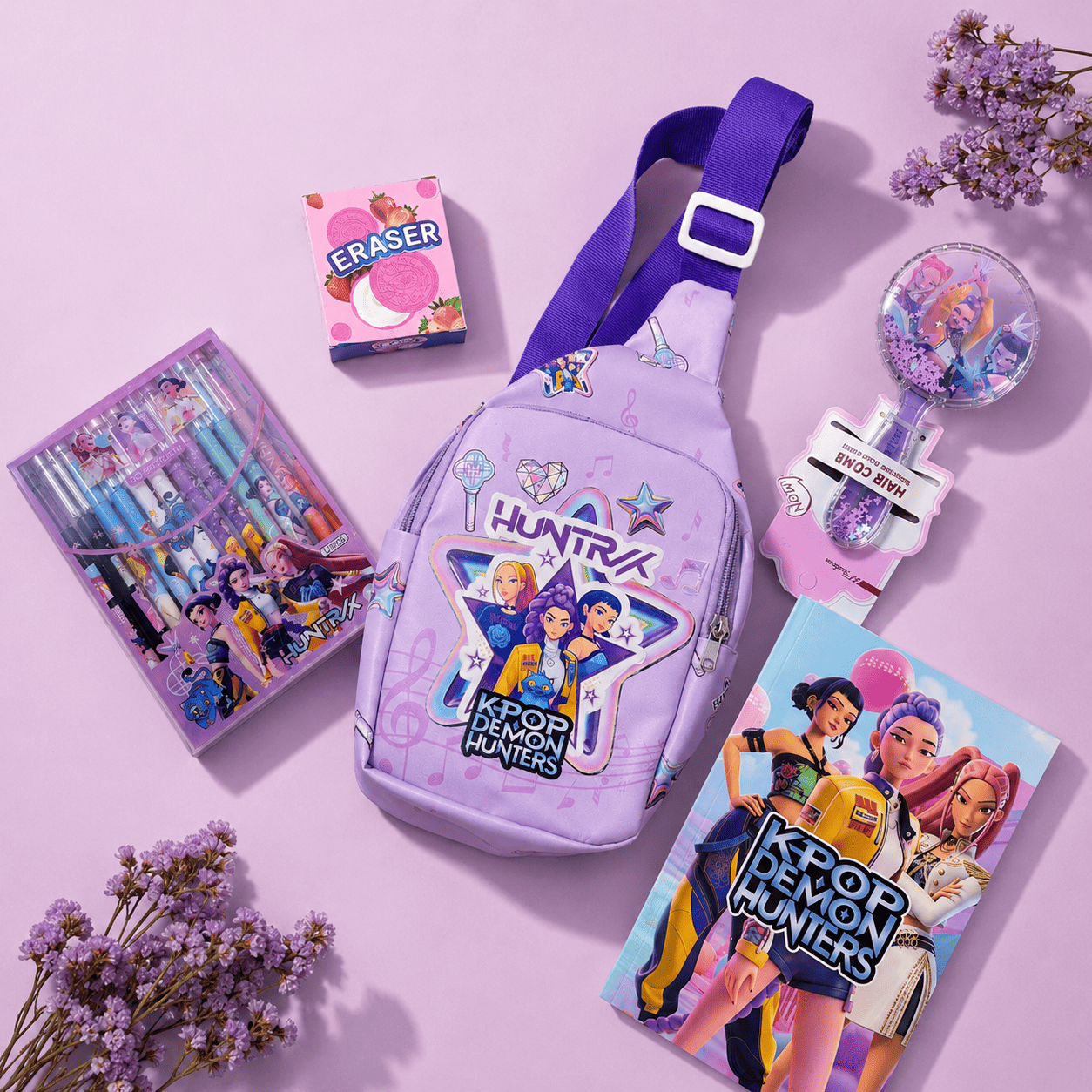 KPOP Demon Hunters Hamper for Girls | HUNTRX Stationery & Accessories Gift Set | K-Pop Gift Hamper for Kids & Fans