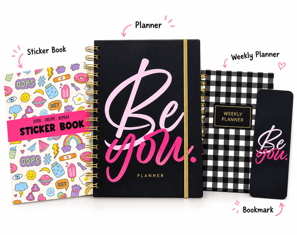 Be You Planner Gift Box – Cute Stationery Set with Planner, Calendar & Stickers